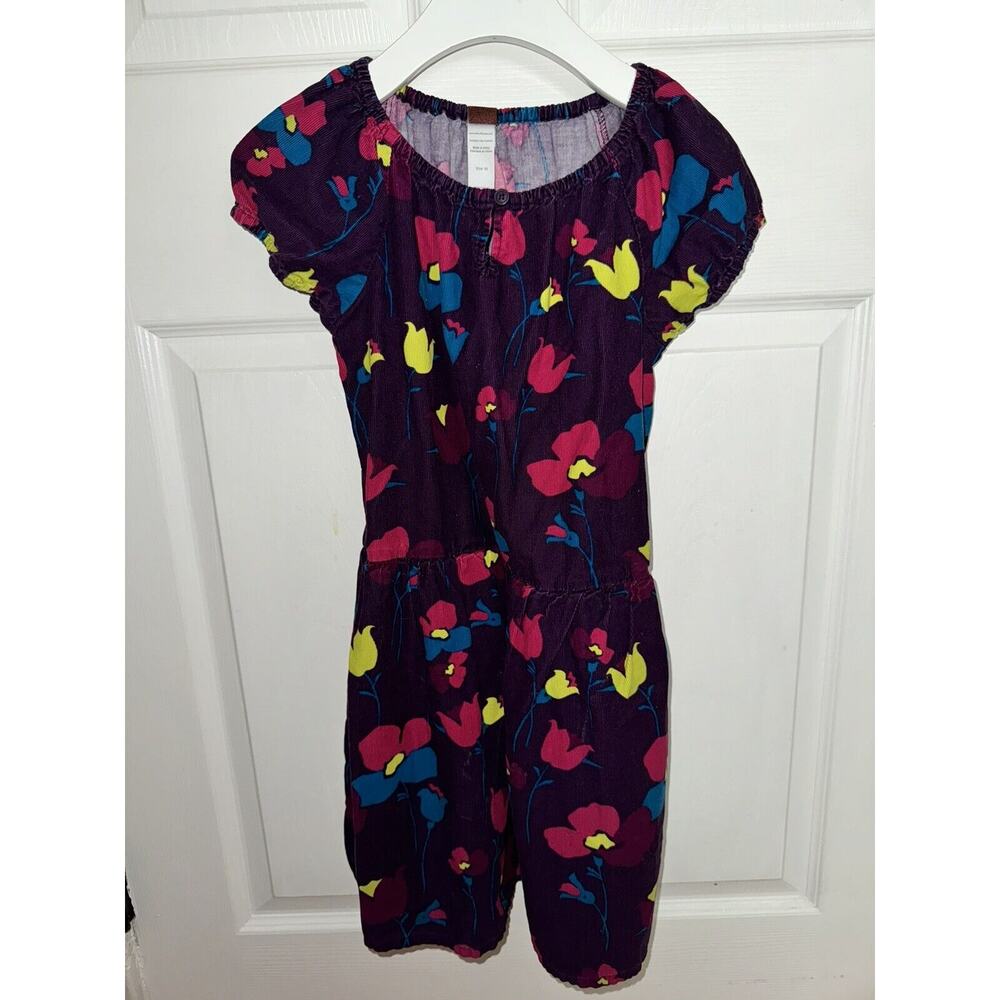 Tea Collection Plum Purple Floral Print Corduroy Dress Cotton Size 10